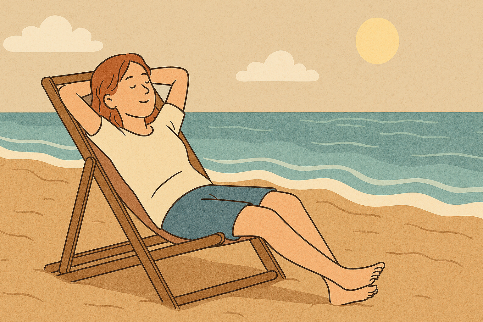 Affiliate marketer woman relaxing on the beach